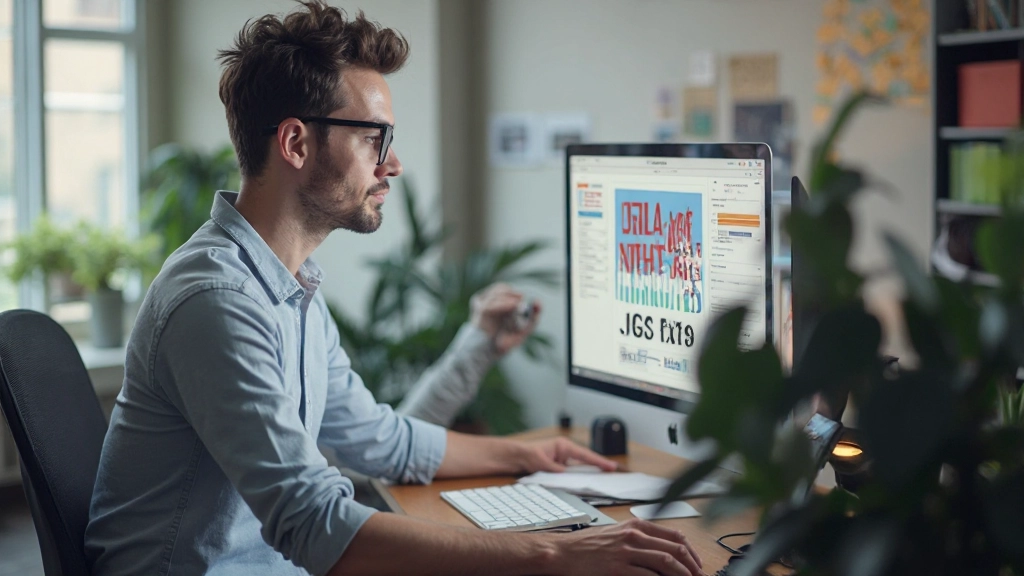 Designer aan het werk met typografische schalen op een digitaal display, met verschillende fontgroottes zichtbaar