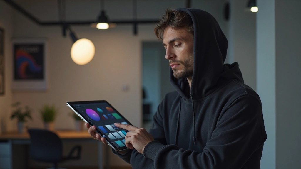 Kleurenpaleta display met harmonische tinten op grafisch tabletscherm